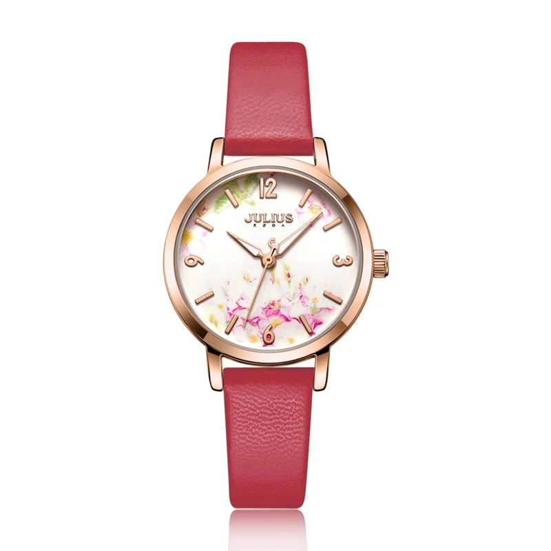 Top Trends: Printing Flower Lady Women&#039;s Watch MIYOTA Quartz Hours Fashion Woman Real Leather Bracelet Girl&#039;s Birthday Julius Gift No Box Shoppable Styles