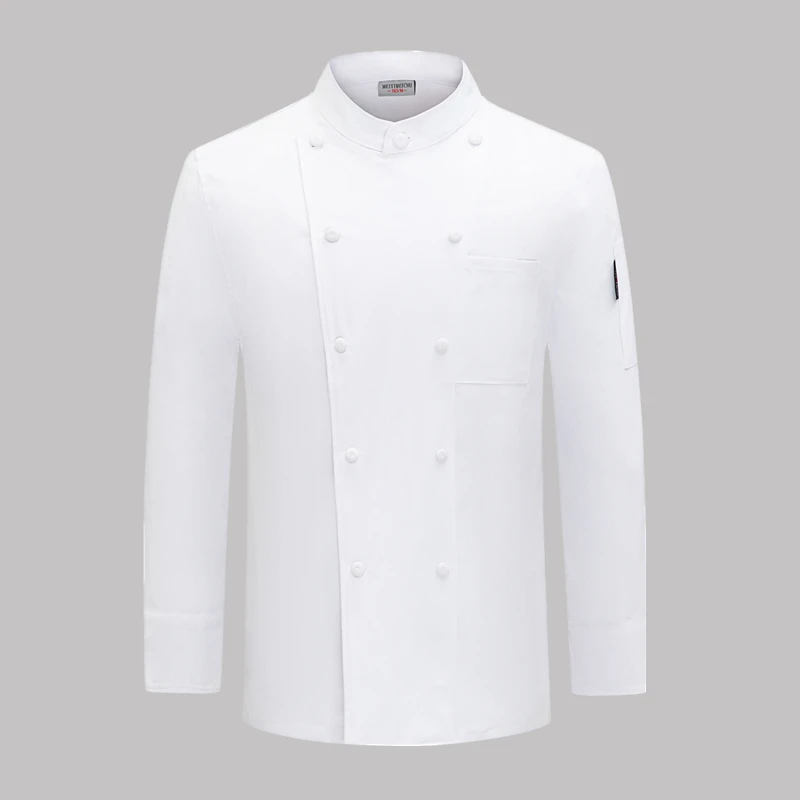 Top Trends: White Chef Jacket Long Sleeve Chef Coat T-shirt Hotel Chef Uniform Restaurant Chef Coat Bakery Breathable Cooking Clothes Logo Shoppable Styles