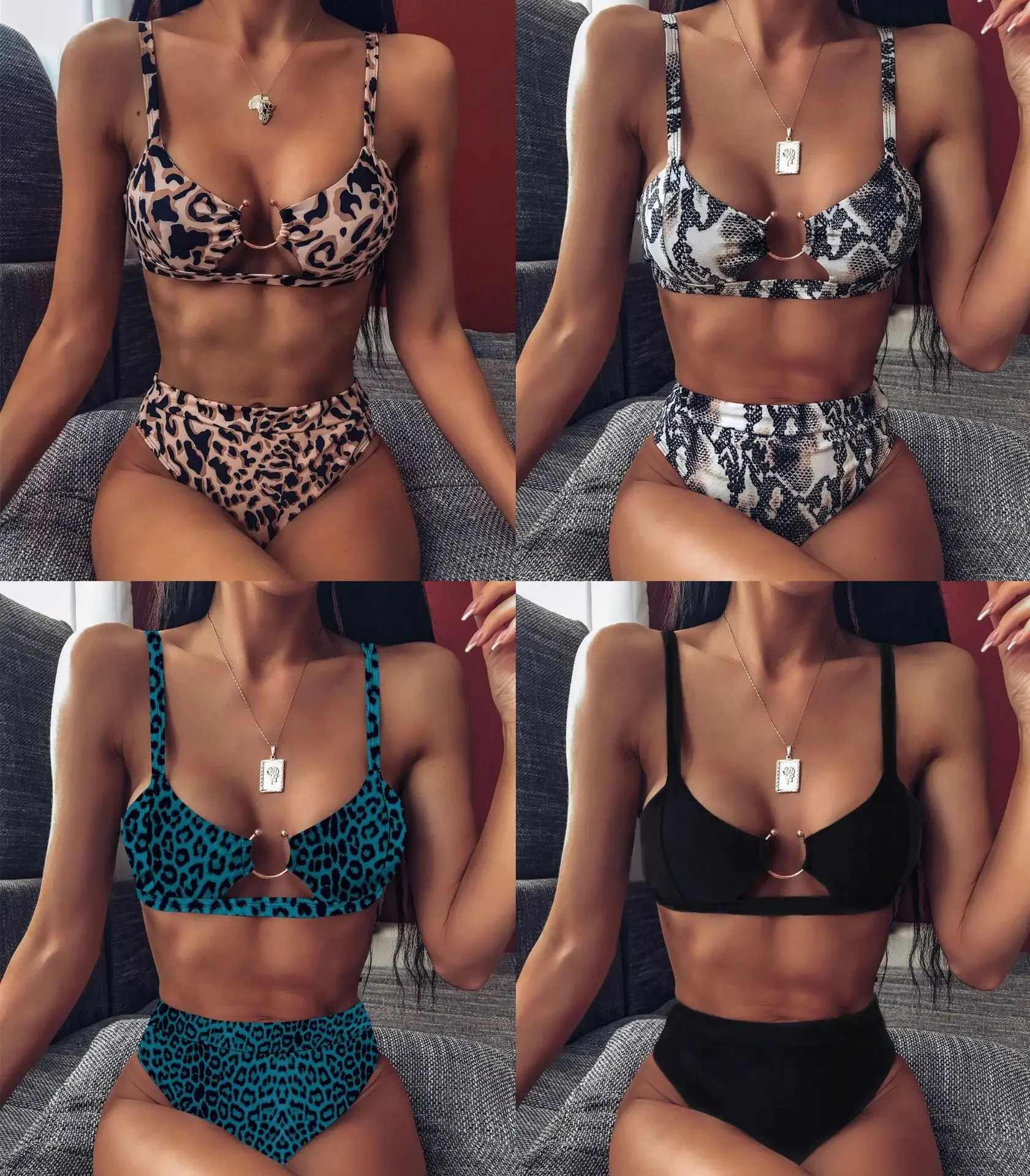 Top Trends: Bikini 2023 Sexy Push Up High Waist Swimwear Swimsuit Women Leopard Snakeskin Print Bikinis Set Bathing Suit Beach Bikini Female Shoppable Styles