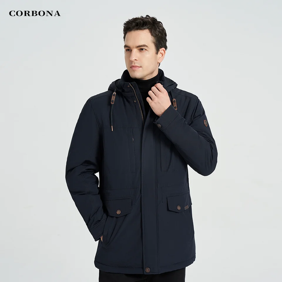 Top Trends: CORBONA 2023 New Men Winter Jacket Autumn Oversized Warm Windproof Coat Army Blue Business Windbreaker DetachableHat Long Parka Shoppable Styles