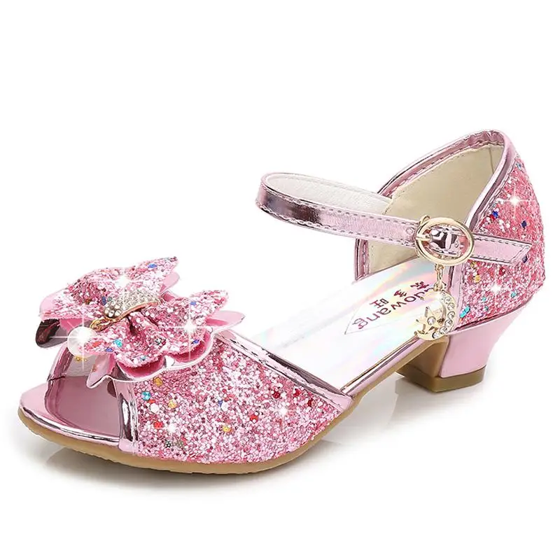 Top Trends: Princess Girls Party Shoes Children Sandals Colorful Sequins High Heels Shoes Girls Sandals Peep Toe Summer Kids Shoes CSH813 Shoppable Styles