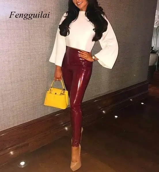 Top Trends: S-3Xl Wet Look Leather Leggings Women High Waist Leggings Stretch Slim Red Black Legging Fashion Pu Pants Women Shoppable Styles - Image 3