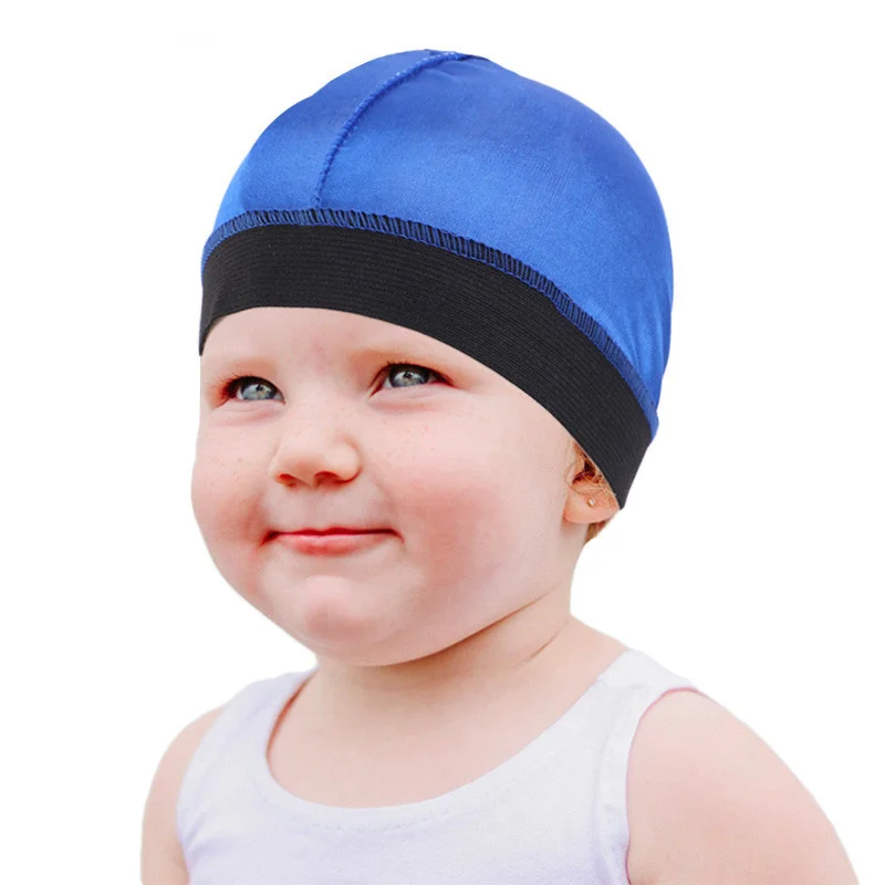 Top Trends: Kids Silky Dome Wave Cap Solid Color With Elastic Band Baby Headwear Bonnet Wig Cap Night Sleep Soft Headcover Hair Accessories Shoppable Styles