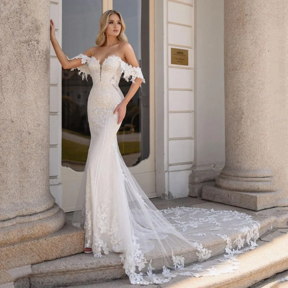 Top Trends: LoveDress Sweetheart Mermaid Wedding Dress Off Shoulder Lace Appliques Modern Spandex Bride Gown Backless Train Robe De Mariée Shoppable Styles