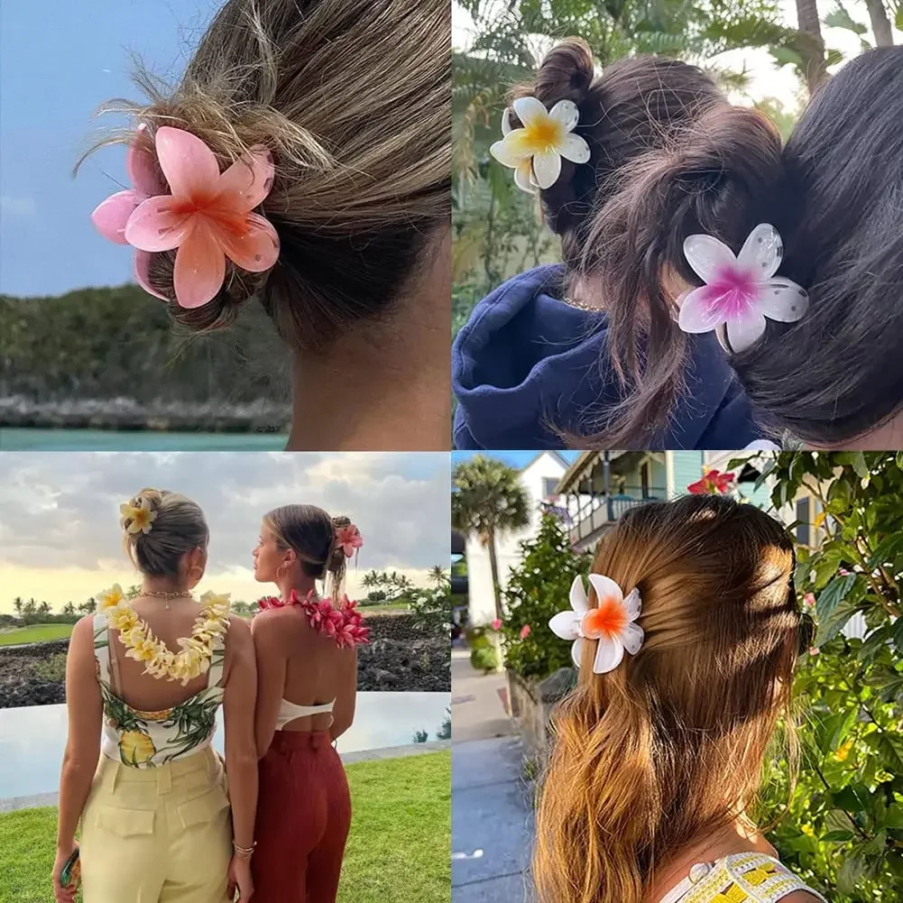 Top Trends: New Gradient Flower Acrylic Hair Claws Clip For Women Girls Sweet Hairpins Summer Beach Hawaiian Headwear Hair Accessories Shoppable Styles - Image 4