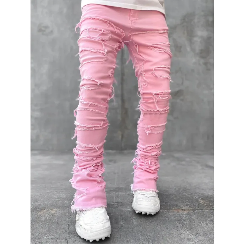 Top Trends: Spring Autumn Men Pink Jeans Pants Hip Hop Y2K Jeans US EURO Men's Trousers Clothing Ropa Hombre Shoppable Styles - Image 4