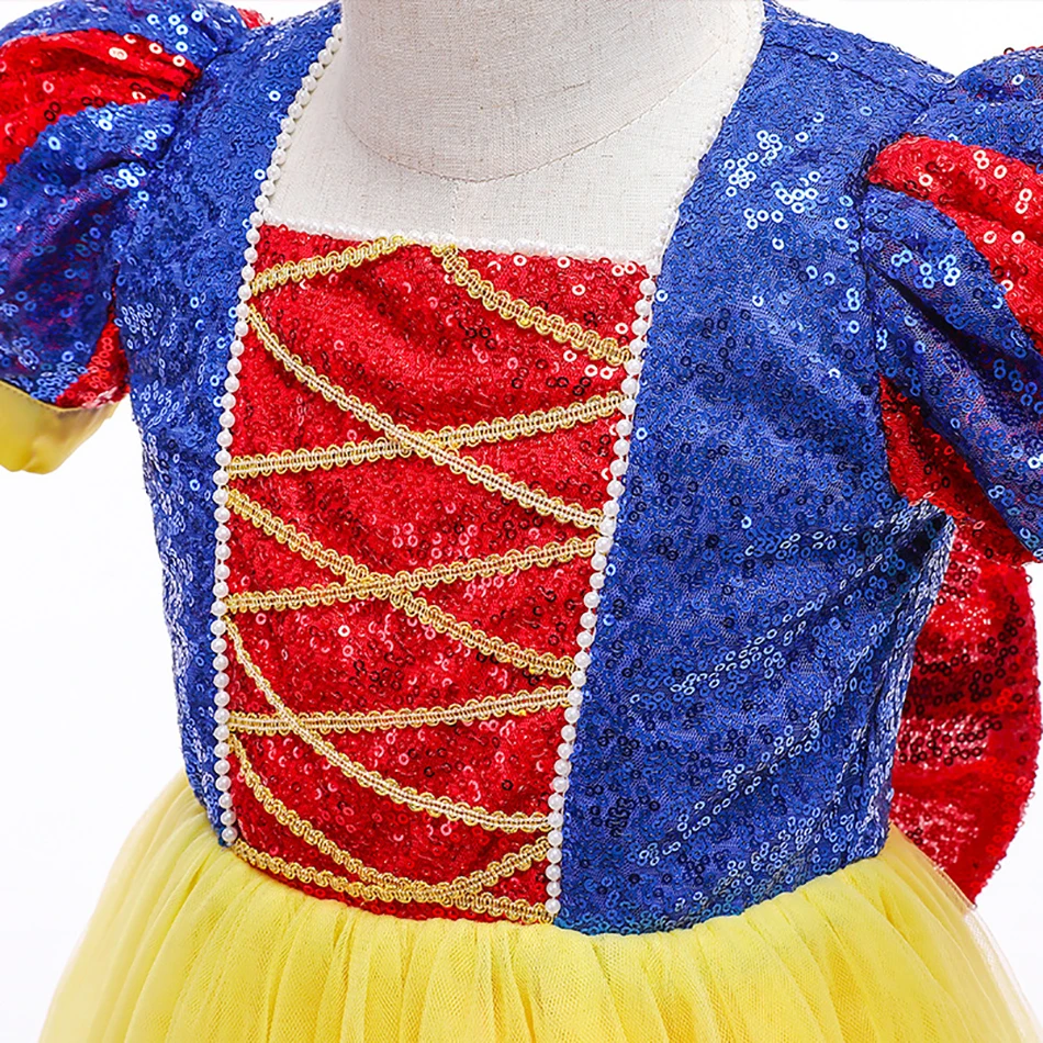 Top Trends: Sequins Girl Snow White Fancy Dress Girls Kids Carnival Christmas Party Princess Costume Children Birthday Performance Clothes Shoppable Styles - Image 5