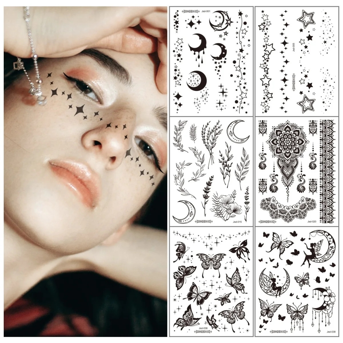 Top Trends: Adult Black Tattoo Temporary Butterfly Mandala Flower Waterproof Body Art Sticker Face Make-up Disposable Tatouage Temporaire Shoppable Styles