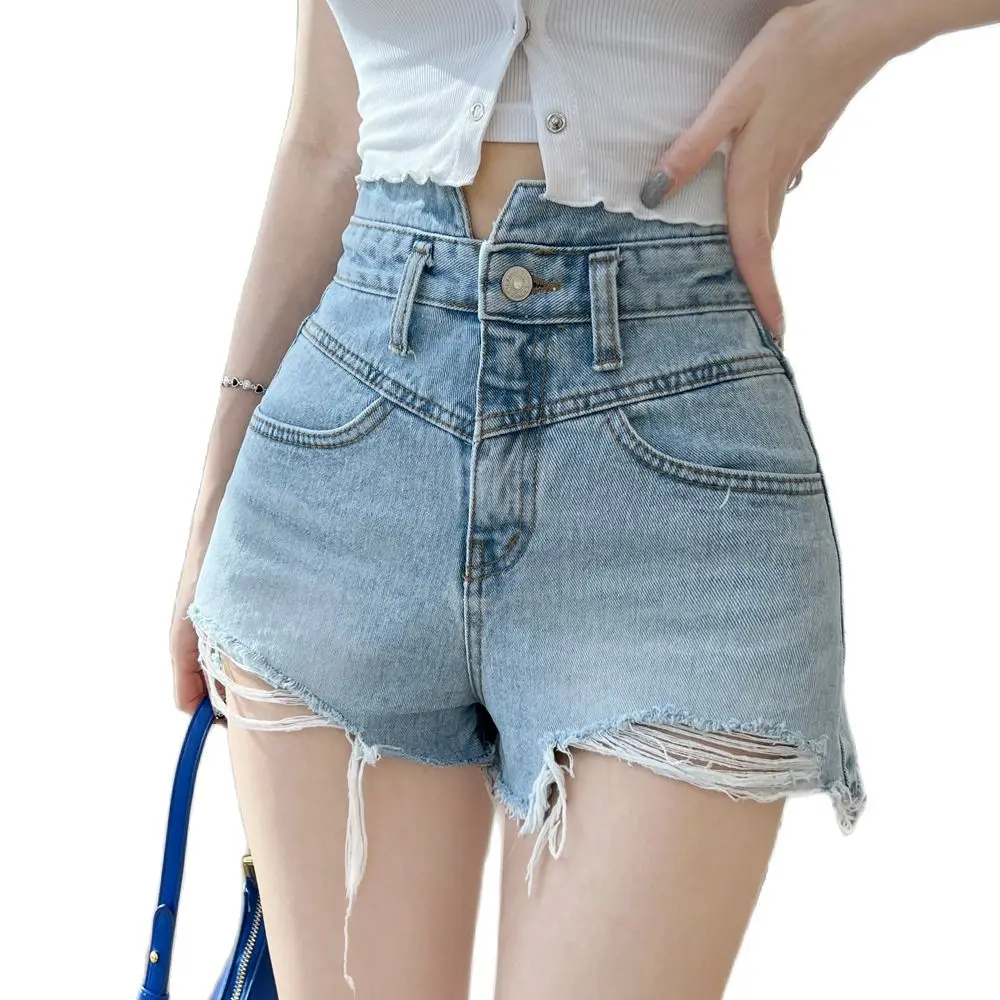 Top Trends: Modern Girls Cotton Short Jeans Grinding Wash 2023 Spring Summer Fashion Shoppable Styles