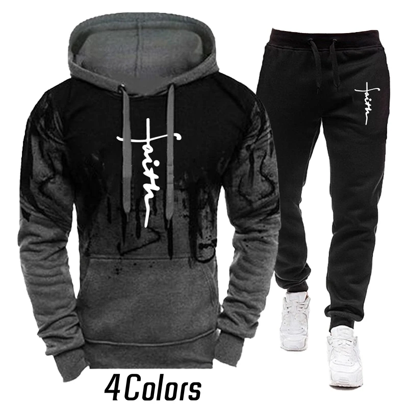 Top Trends: Autumn Winter Fashion Clothing Tracksuit Men 2 Piece Set Hoodies+ Pants Sets Hoody Mens Sweatshirt Sport Joggers Sweatpants Suit Shoppable Styles