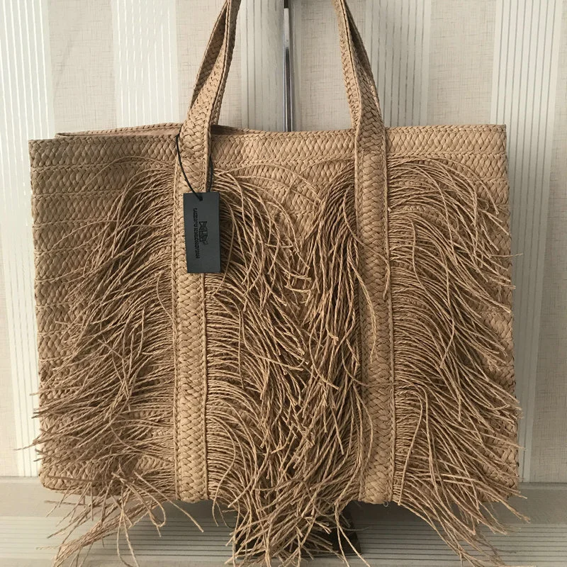 Top Trends: Large Capacity Tassel Straw Bag Women Shoulder Bag Handmade Woven Women Handbag Big Bohemia Beach Straw Women&#039;s Bag Shopper Tote Shoppable Styles