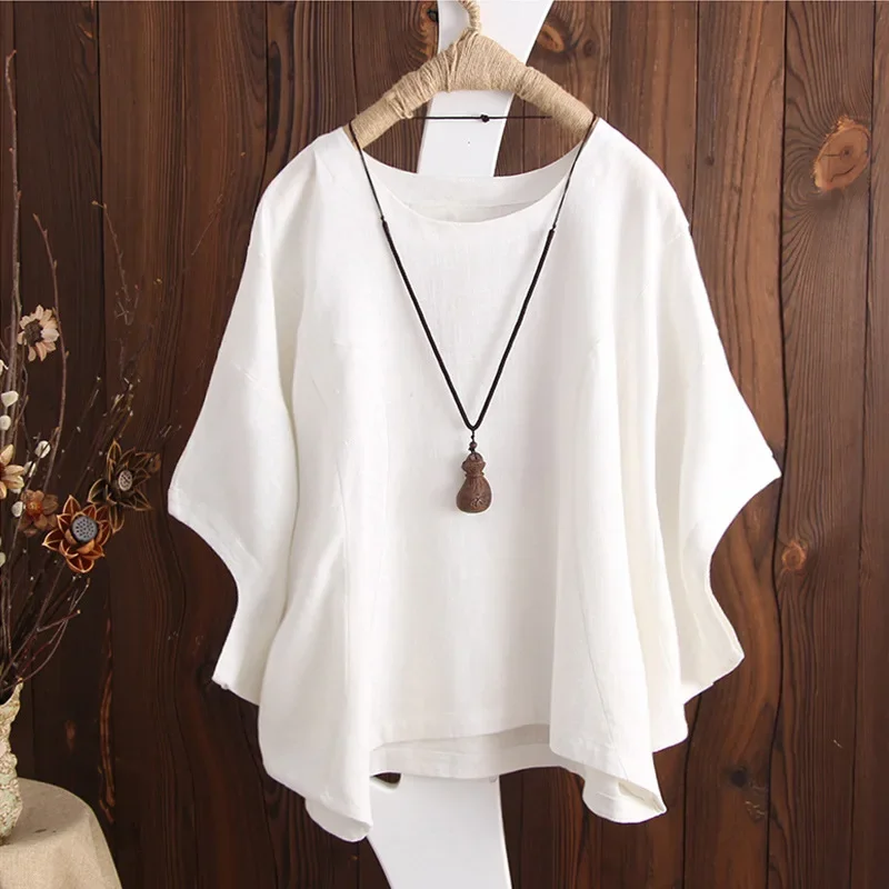 Top Trends: Cotton Linen Shirts Women Casual Solid Blouses Shirts Loose Tops Tunic Blusas Oversized T-Shirt Blouse Women Short Sleeve Shirt Shoppable Styles