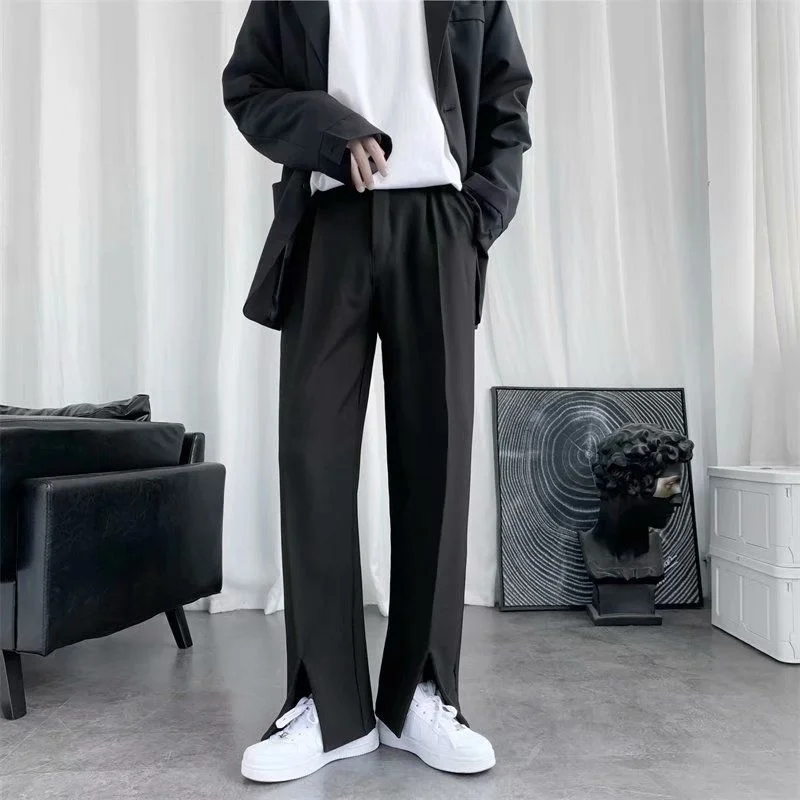 Top Trends: Spring / Summer Black Suit Pants Men Fashion Society Mens Dress Pants Korean Loose Straight Pants Mens Office Formal Trousers Shoppable Styles