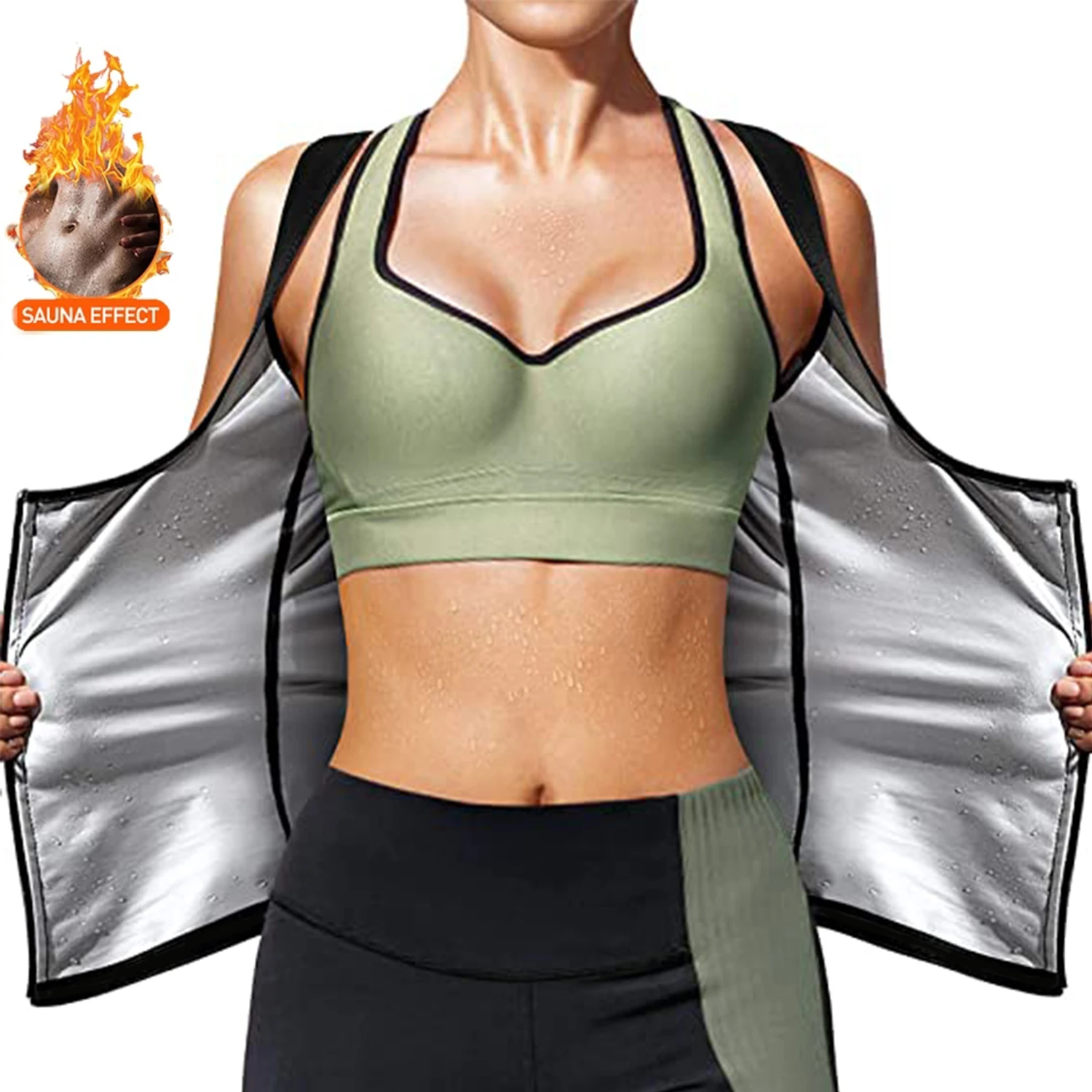 Top Trends: Women Sauna Shaper Vest Thermo Sweat Shapewear Tank Top Slimming Vest Waist Trainer Corset Gym Fitness Hot Workout Zipper Shirt Shoppable Styles