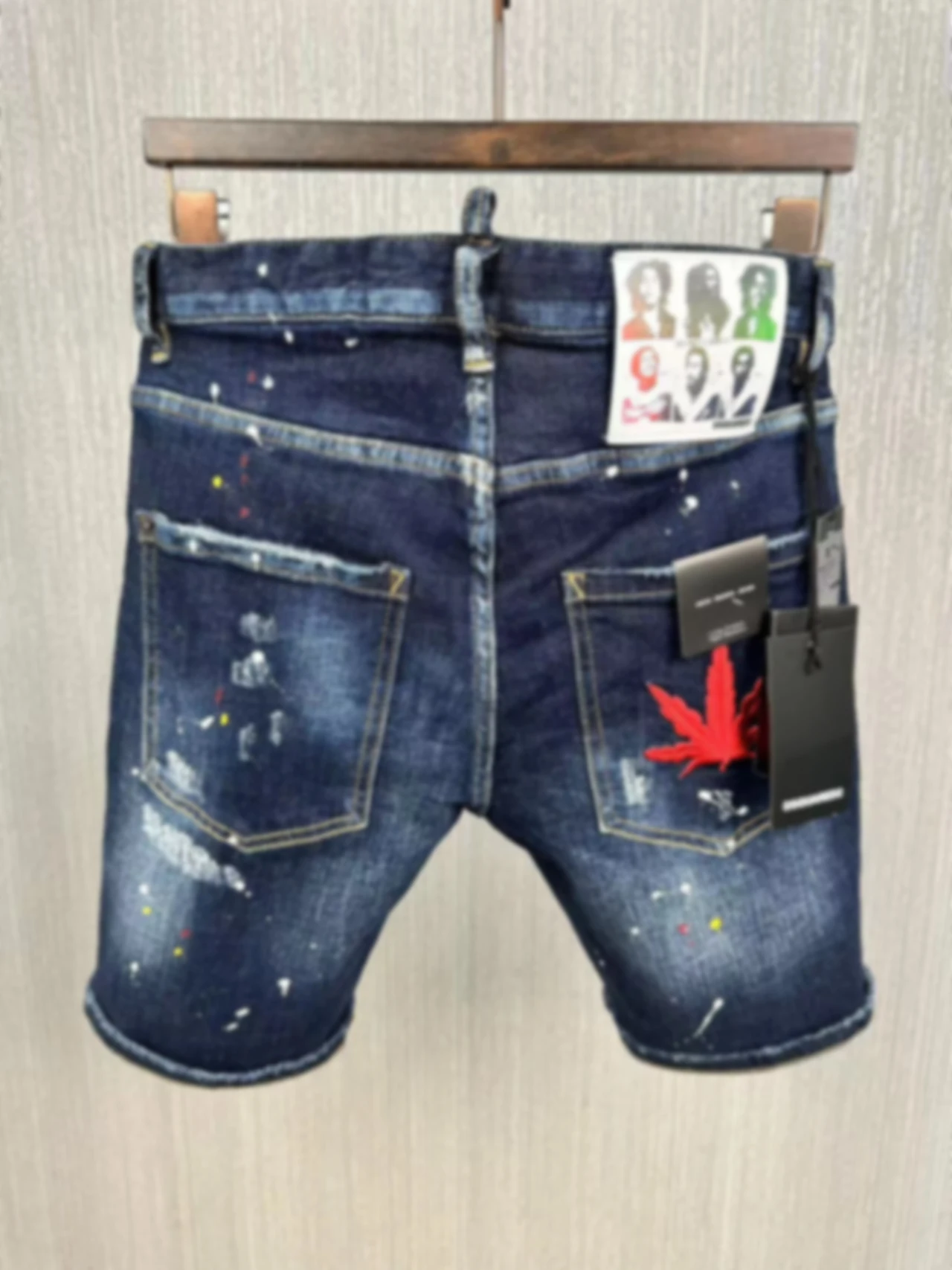 Top Trends: 2023SS Summer New Denim Shorts D2 Jeans Men's Deep Blue Wash Micro Elastic Splice Slim Fit Printing Letter Fashion Shoppable Styles