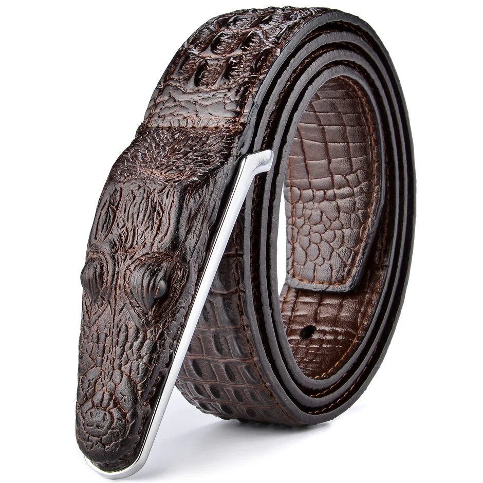 Top Trends: Luxury Leather Designer Men&#039;s Belt Crocodile Skin Belt Genuine Leather Alligator Strap Crocodile Head Belt Real Cowhide Shoppable Styles