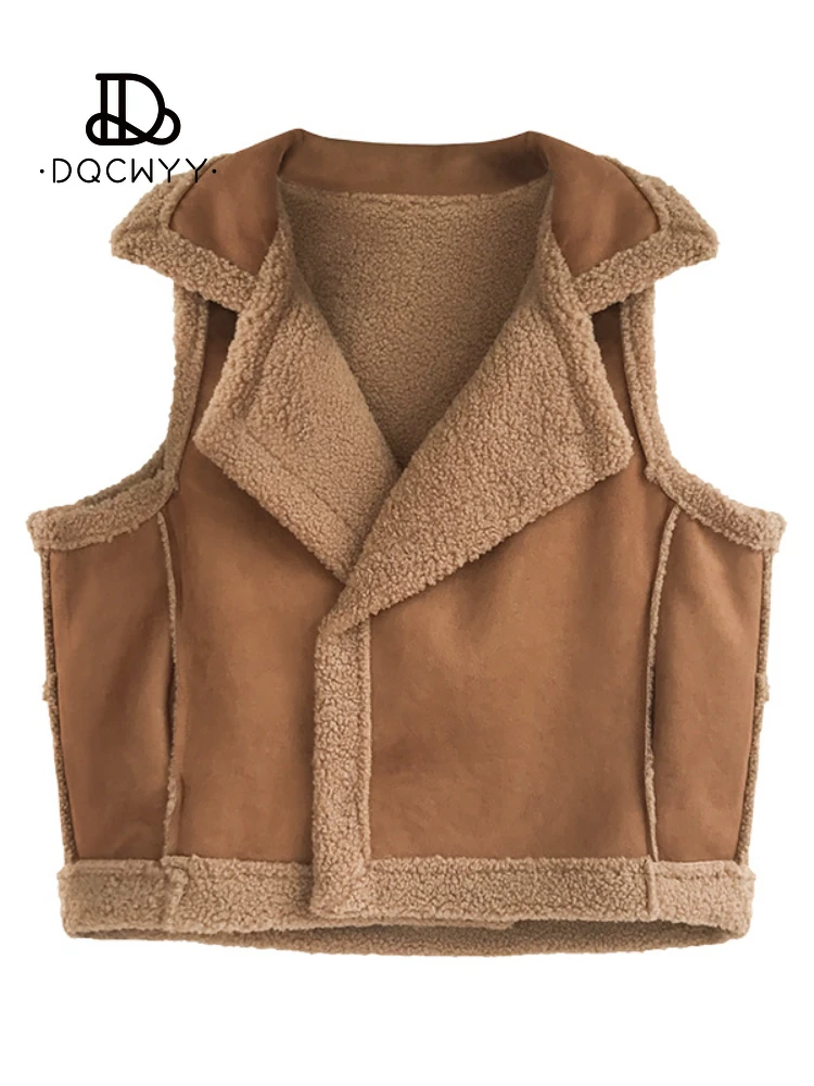 Top Trends: Women's Vest Lamb Hair Tank Top 2023 Autumn Winter Loose Sleeveless Fashion Lapel Vest Coat Temperament Woman Clothing Jacket Shoppable Styles - Image 5