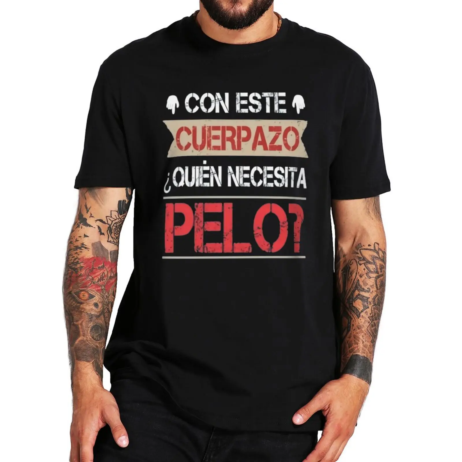 Top Trends: This Great Body Who Needs Hair Funny Men's T Shirt With Spanish Text Divertido Homme Camiseta 100% Cotton Novelty Tshirt Shoppable Styles