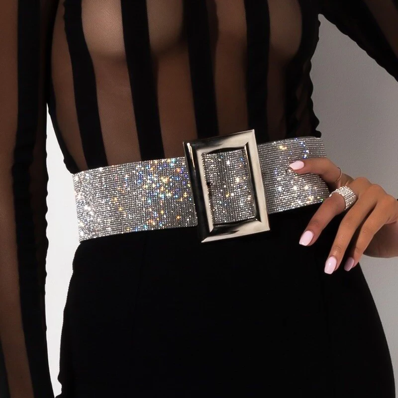 Top Trends: Fashion Sparkly Rhinestone 110 Cm Waist Belt Adjustable Width Belts For Women Hot Selling Hight Street Night Party Accessories Shoppable Styles - Image 3