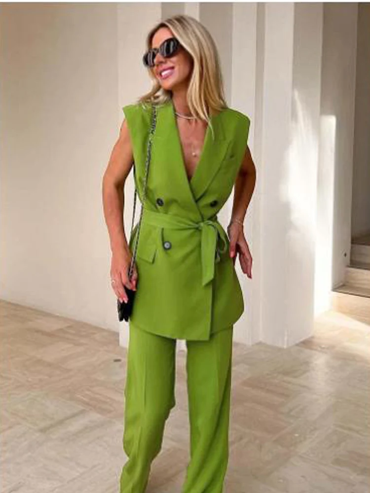 Top Trends: V-neck Chic And Elegant Woman Set Woman 2 Pieces Casual Fashion Vest Suit Blazer Suits Women's Clothing Shoppable Styles