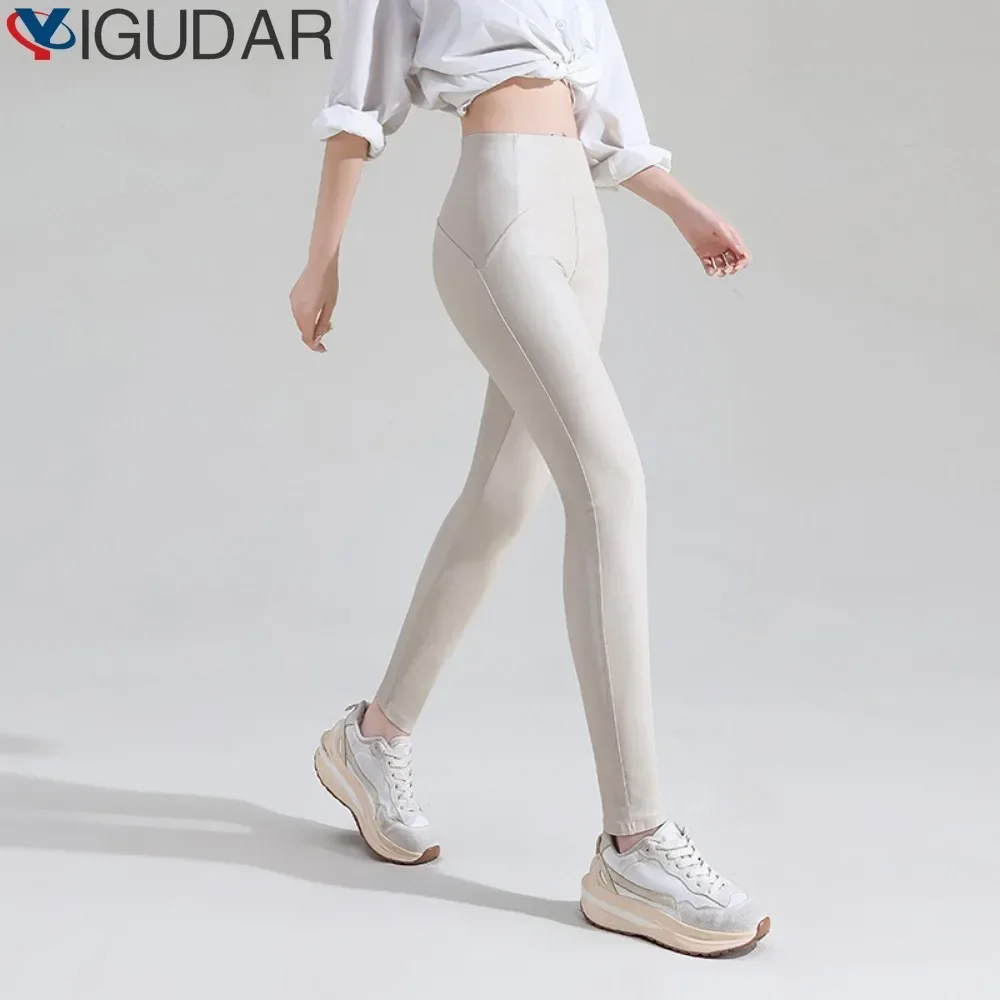 Top Trends: Winter Thin Fleece Pu Leather Leggings Women High Waist Stretch Female Faux Leather Pants Velvet PU Warm Legging Trousers Women Shoppable Styles