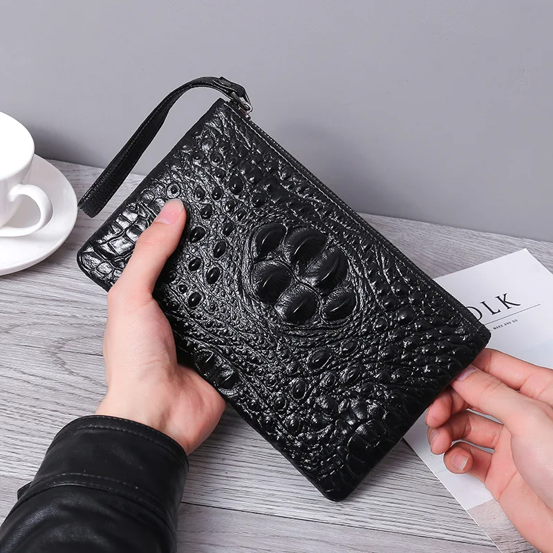 Top Trends: Fashion Business Style Men's Handbags Soft PU Leather Clutch Bag Male Wristlet Pack Bag Crocodile Pattern Zipper Envelope Bag Shoppable Styles