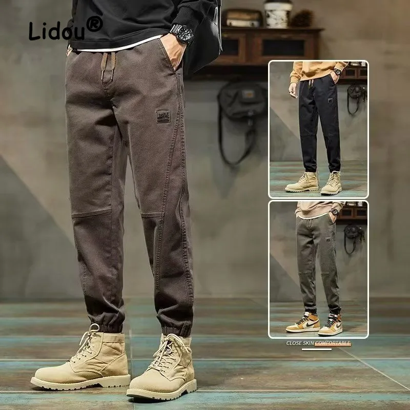 Top Trends: Streetwear Casual Solid Color Loose Pocket Cargo Pants Men&#039;s New Classic Tide Motion Harun All-match Bind One&#039;s Feet Trousers Shoppable Styles