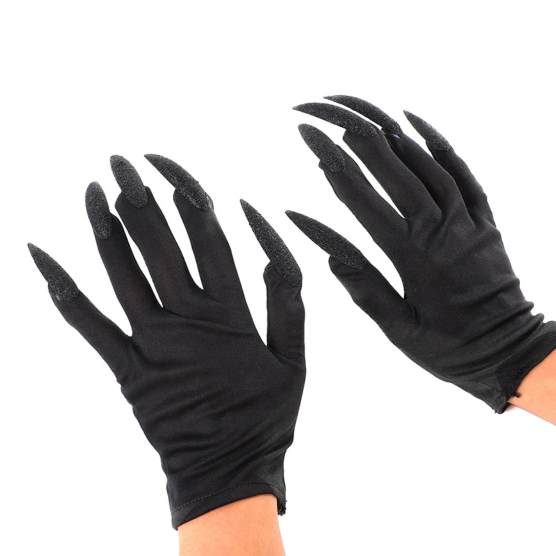 Top Trends: Cool Halloween Gloves Ghost Claw Dress Up Short Gloves Fashion Black Long Nails Cosplay Halloween Funny Gloves Accessories Shoppable Styles