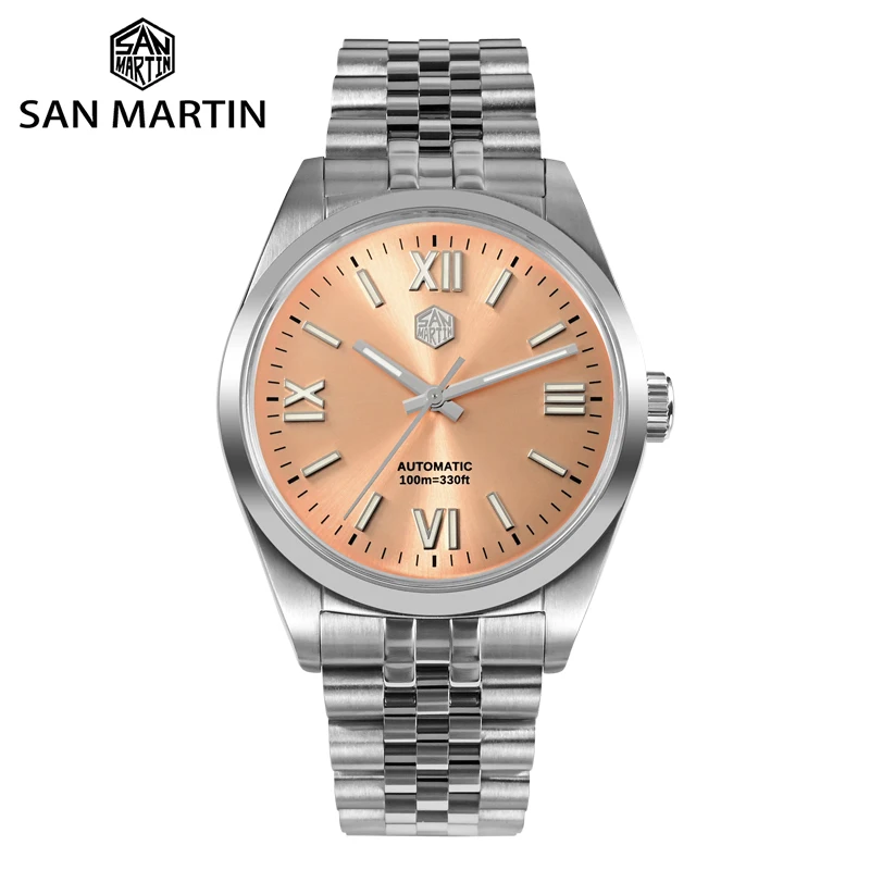 Top Trends: San Martin New 38.5mm Luxury Men Dress Watch YN55 Roman Numeral Sunray Dial Classic Business Automatic Mechanical Sapphire 10Bar Shoppable Styles