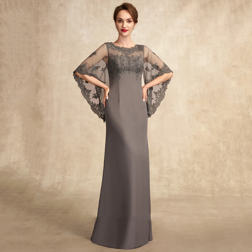 Top Trends: Modern O-Neck Mermaid Mother Of The Bride Dresses Lace Appliques Chiffon Three Quarter Sleeves Formal Wedding Guest Gown Shoppable Styles