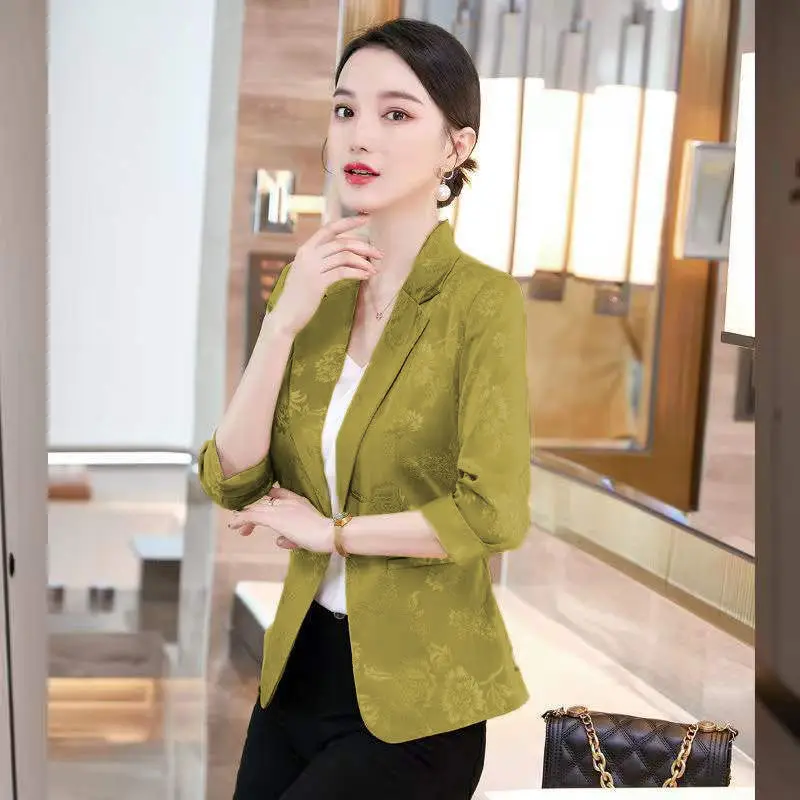 Top Trends: Solid Color Notched Slim New Fashion Long Sleeved Blazer Top Spring Summer Pockets Office Lady Business Women's Clothing 2023 Shoppable Styles - Image 4