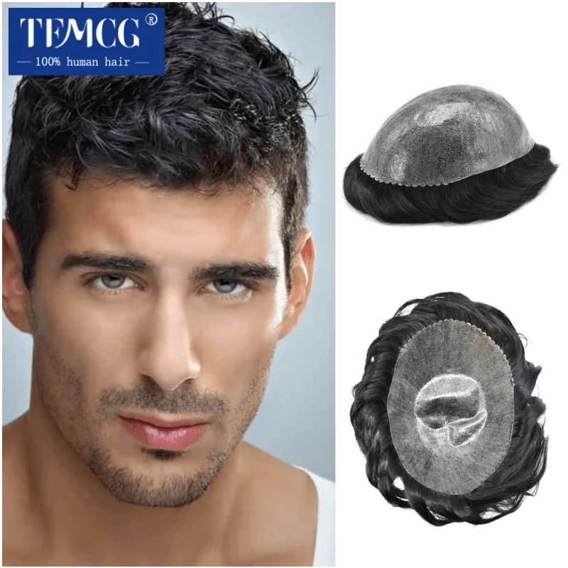 Top Trends: Male Hair Prosthesis Full Thin Skin PU Toupee Men Durable Wigs For Men 100% Natural Human Hair System Unit Capillary Prosthesis Shoppable Styles