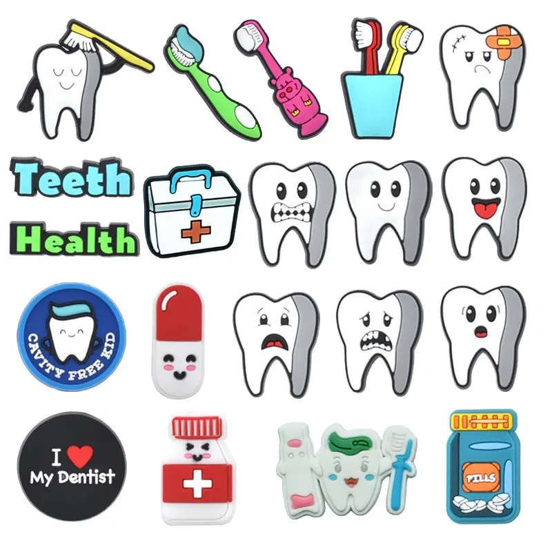 Top Trends: 1Pcs Teeth Doctor Shoe Charms For Crocs Women Jeans Kids X-mas Gifts Badge Party PVC Pins Decorations Buckle Shoe Accessories Shoppable Styles