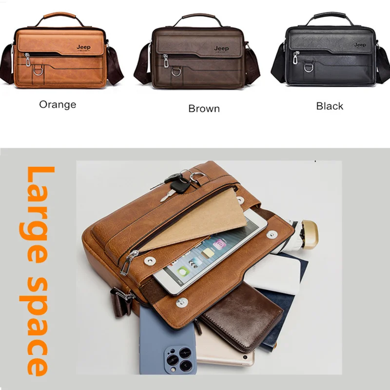 Top Trends: JEEP BULUO Multi-function Business Handbags Men New Man's Shoulder Bags Large Capacity Leather Messenger Bag Crossbody Big Brand Shoppable Styles - Image 5