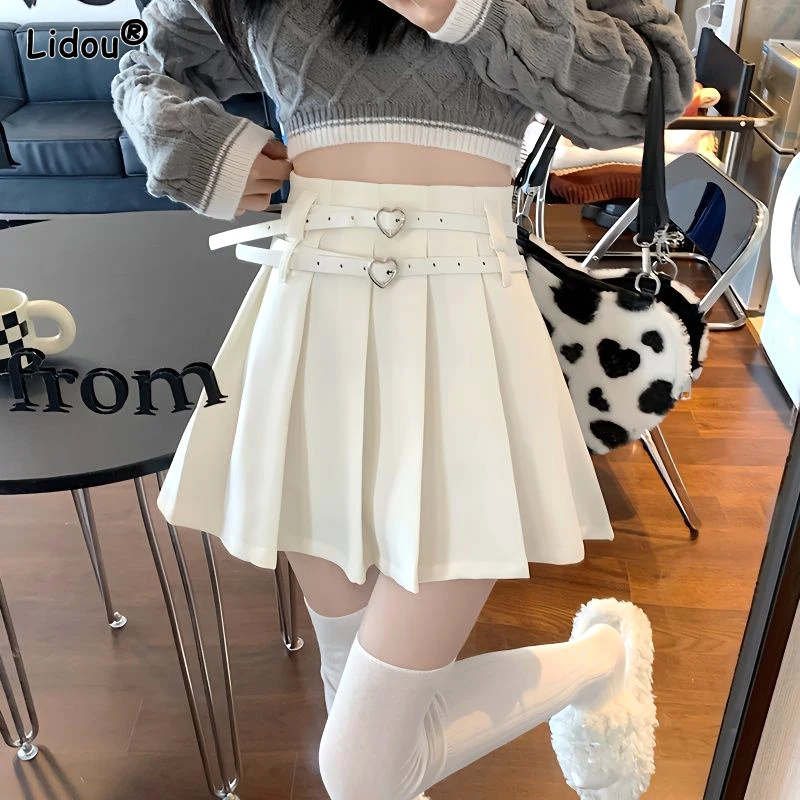 Top Trends: 2023 New Spring Summer Thin Solid Color Temperament Pleated Patchwork Sweet A-line Skirt Youth Skinny Graceful Women's Clothing Shoppable Styles