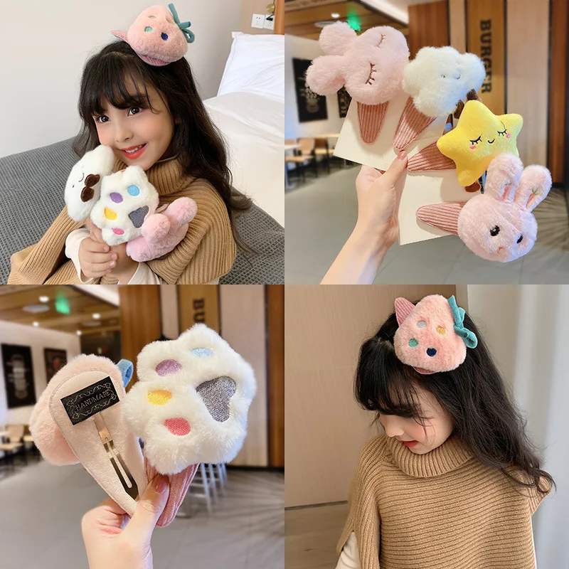 Top Trends: Large Face Washing Hairpin Korean Cute Plush Bear Animal Net Red Cartoon Side Clip BB Hair Accessories Cartoon Headdress Shoppable Styles