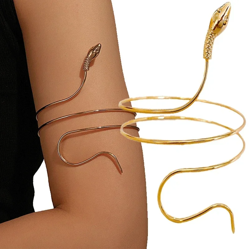 Top Trends: 1PCS Punk Coiled Snake Spiral Upper Arm Cuff Armlet Armband Bangle Women Jewelry Egypt Swirl Snake Arm Cuff Armlet Shoppable Styles