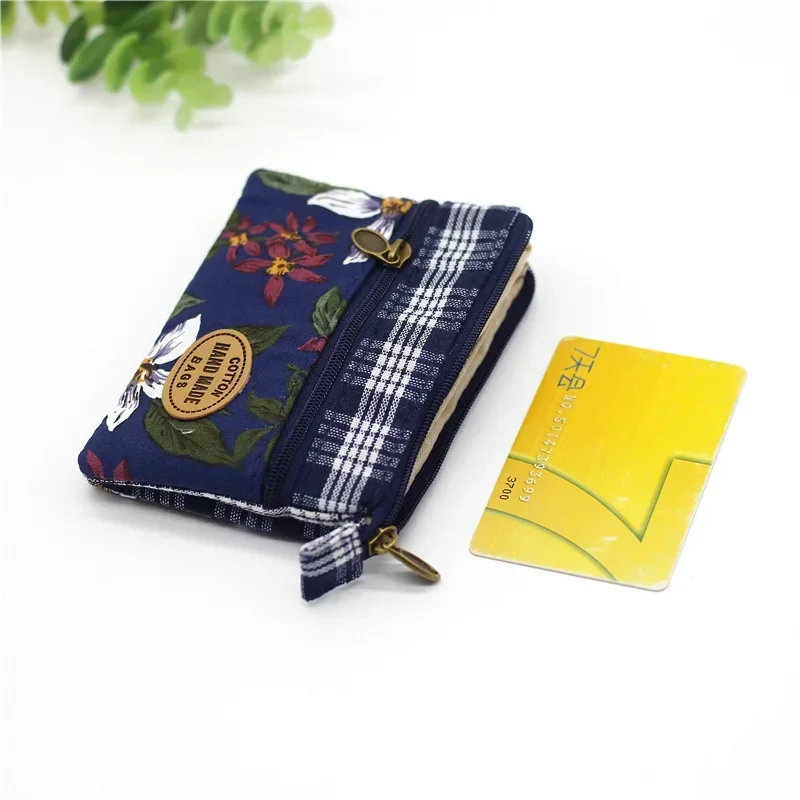 Top Trends: Fashion Flower Multi-layer Cotton Fabric Coin Purse Women Card Wallet Small Change Bag Retro Canvas Female Hand Purses Pouch New Shoppable Styles - Image 5