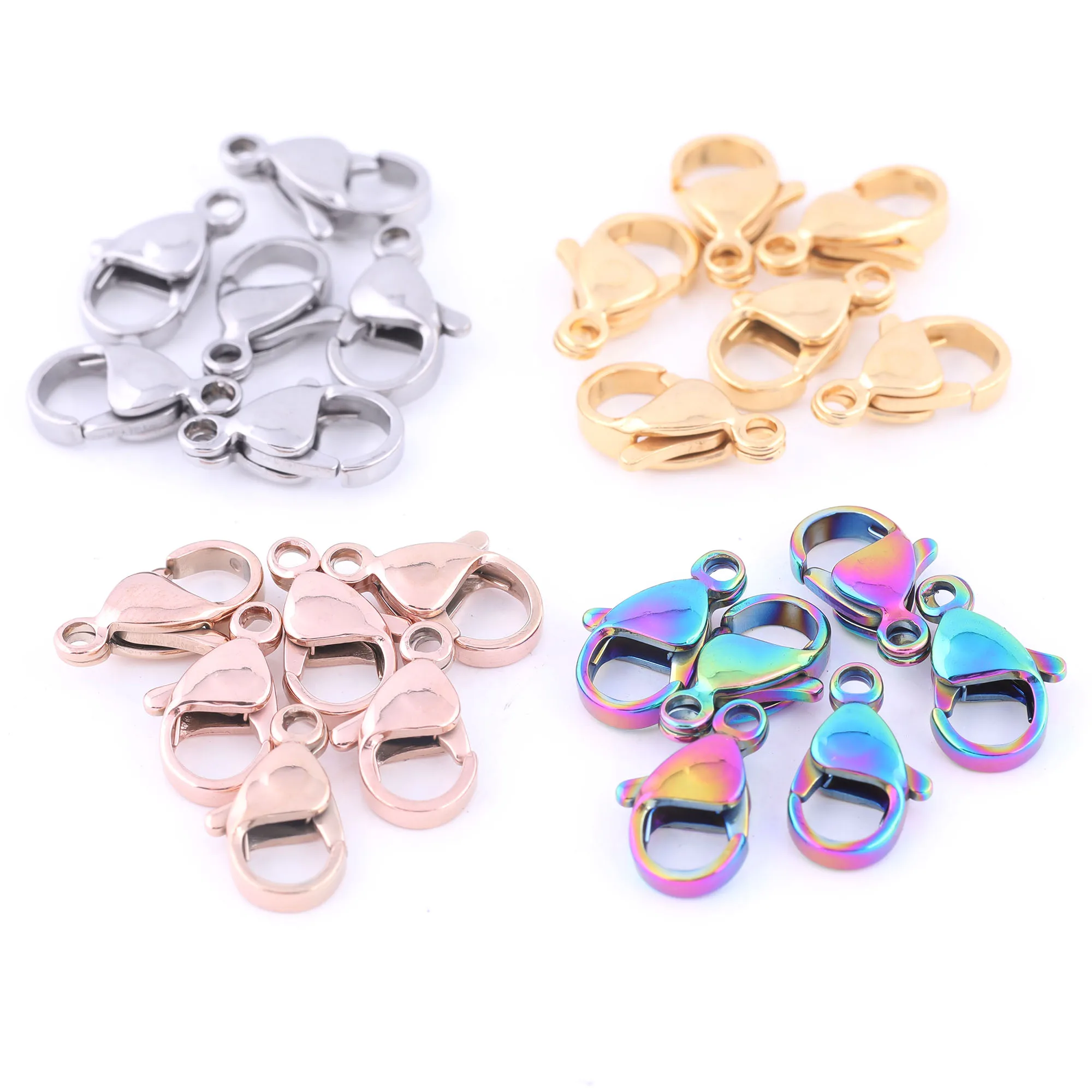 Top Trends: 30pcs Stainless Steel Lobster Clasp Rose Gold Rainbow Diy Bracelets Necklace Jewelry Making Supplies 10x5mm 12x7mm Shoppable Styles