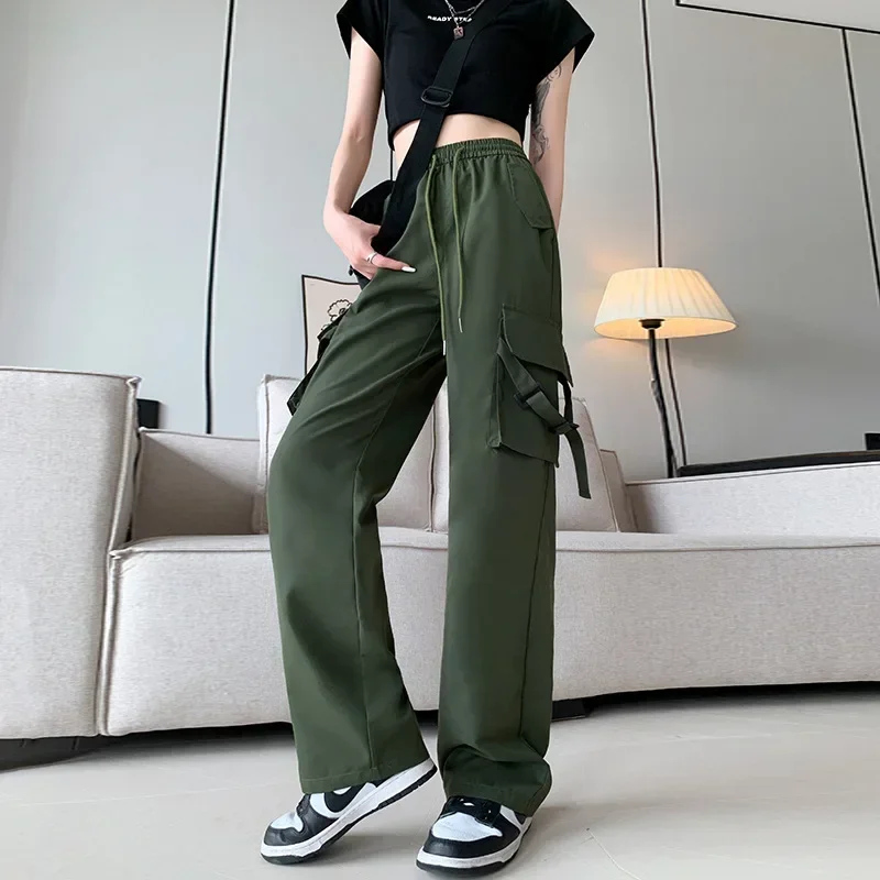 Top Trends: Workwear Pants For Women Summer New Korean Wide Leg Pants Slimming Retro Sports Drawstring High Waisted Fashion Y2K Casual Pants Shoppable Styles