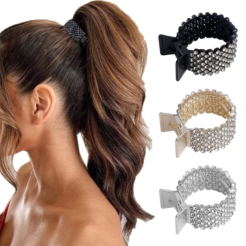 Top Trends: Luxurious Full Rhinestone Hair Clips Metal High Ponytail Buckle Women Party Head Barrettes Claws Hair Accessories For Girl Shoppable Styles