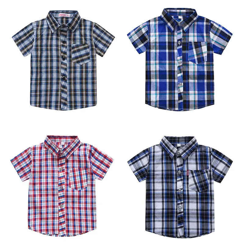 Top Trends: 2023 Plaid Kids Shirt Clothes Summer Thin Short-Sleeve Shirts Infant Boy Blouses Clothing Cotton Casual Child Tops Tees 3-8Y Shoppable Styles