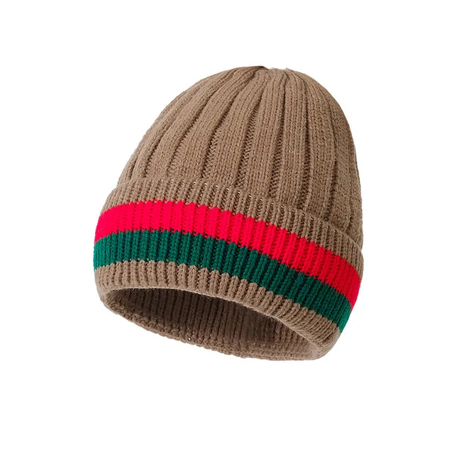 Top Trends: 2020 Winter Autumn Thicken Beanie Hat Women Stripe Knitted Woolen Warm Cotton Brand Couple Women's Knit Hats Skullies Beanies Shoppable Styles - Image 5