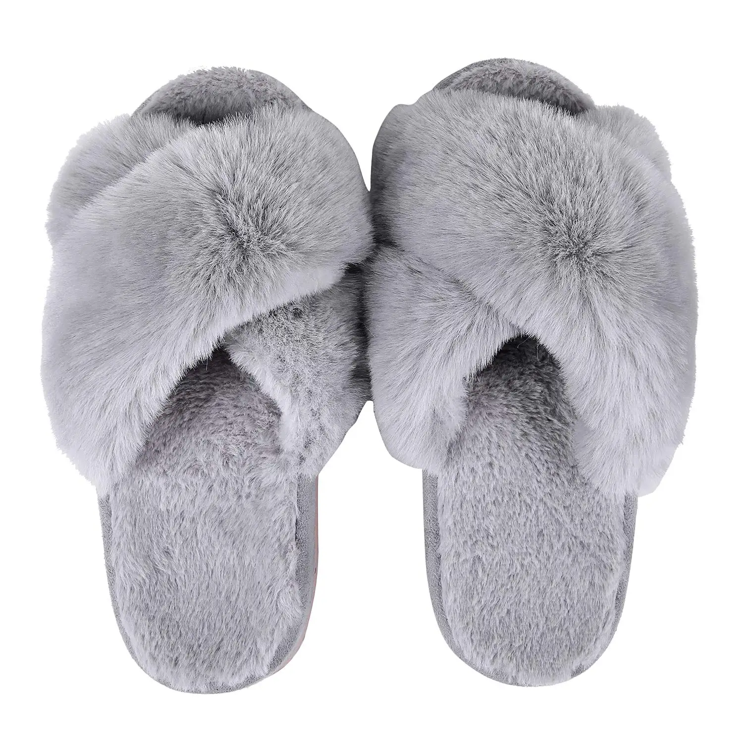 Top Trends: Crestar New Women's Cross Band Fuzzy Slippers Fluffy Open Toe House Slippers Cozy Plush Bedroom Shoes Indoor Outdoor Furry Shoes Shoppable Styles - Image 3