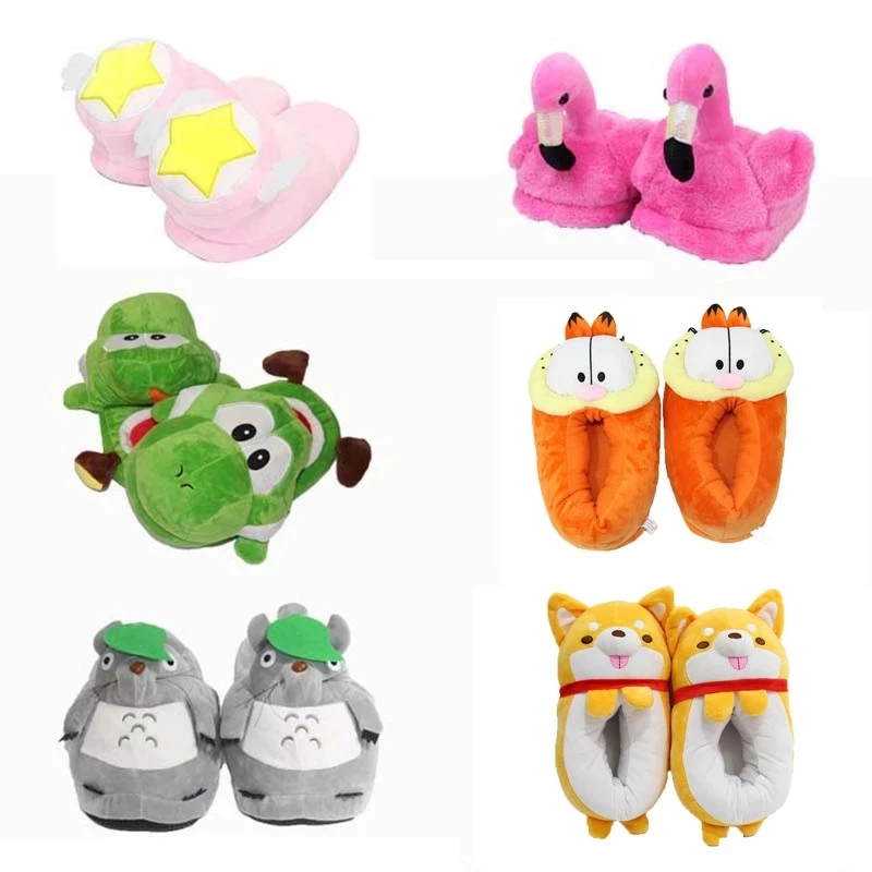 Top Trends: Winter Plush Cotton Slippers Dinosaur Anime Cosplay Cartoon Graphics Male Ladies Slippers Cute Adult Family Shoes Shoppable Styles