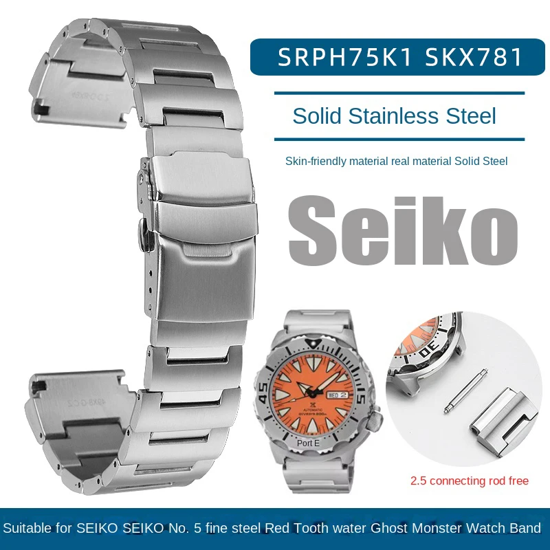 Top Trends: Stainless Steel Bracelet 20MM For SEIKO No. 5 Watch Band Red Toothed Water Ghost Little Monster SRPH75K1 SKX781 779 Watch Strap Shoppable Styles