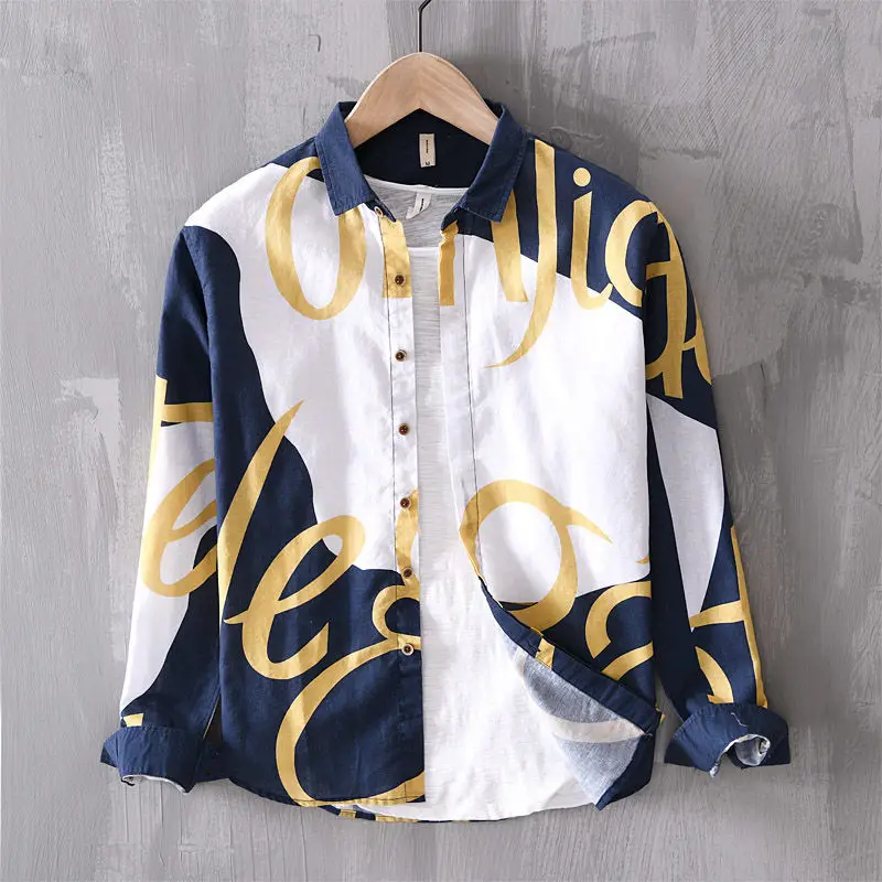 Top Trends: 2023 Spring And Autumn Fashion Brand Contrast Letter Printing Hong Kong Style Loose Casual Ruffian Handsome Personalized Shirt Shoppable Styles