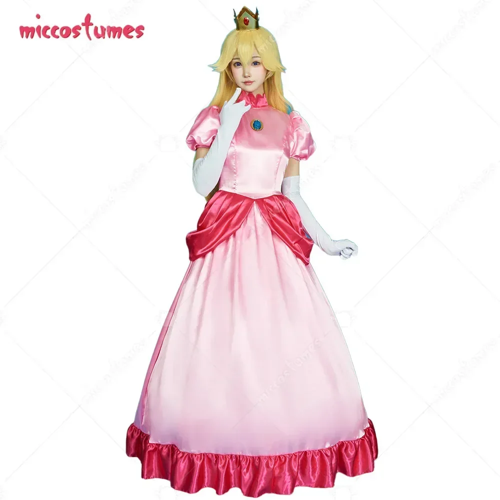 Top Trends: In Stock Miccostumes Women Girls Peach Cosplay Costume Dress And Crown With Petticoat And Gloves Shoppable Styles