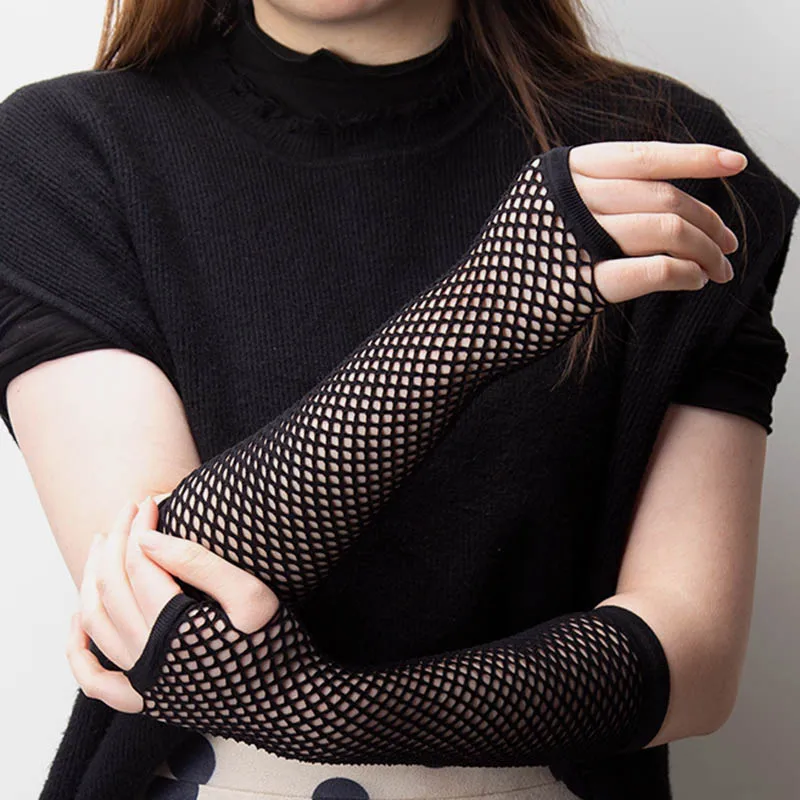 Top Trends: New Fashion Long Black Fishnet Gloves Women Fingerless Gloves Girls Beautiful Dance Gothic Punk Rock Costume Fancy Sexy Gloves Shoppable Styles