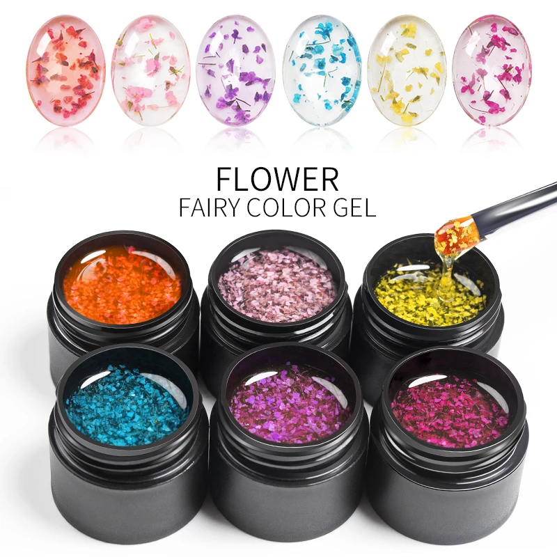 Top Trends: Dried Flower Gel Nail Polish Natural Flower Sequins Gel Polish Soak Off UV Nail Gel DIY Painting Nail Art Varnishes For Manicure Shoppable Styles